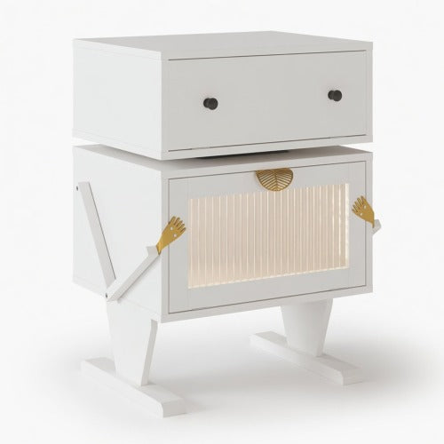 White Robot LED Nightstand