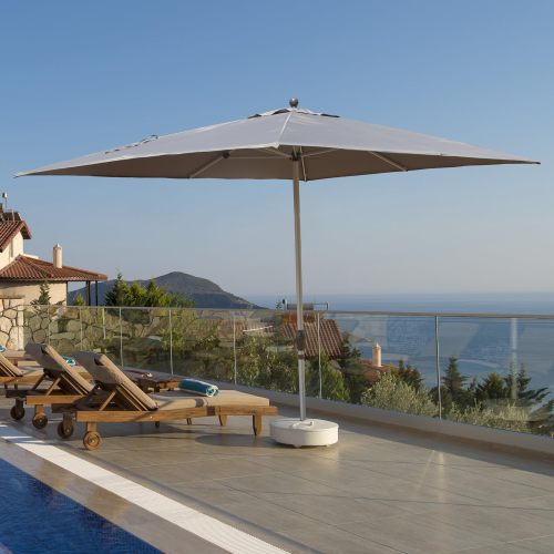 Rectangle Patio Umbrella with Crank Lift and Tilt Function, Grey (Base not included)