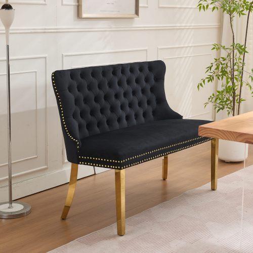 Dining Table Set, Bar Table with 2 Dining Benches, Kitchen Table Counter with Chairs, Industrial for Kitchen Breakfast Table, Living Room, Party Room, Black , 43.3¡åL x23.6¡åW x 29.9¡åH