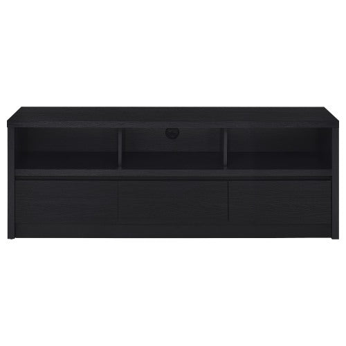 Modern Black 3-Drawer 59 Inch TV Media Console with Cable Cutout