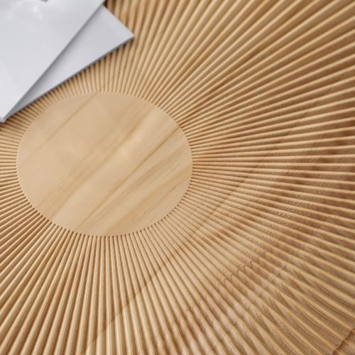 Round Wood Coffee Table Gold Metal Legs Carved Pine Accent Living Room Table