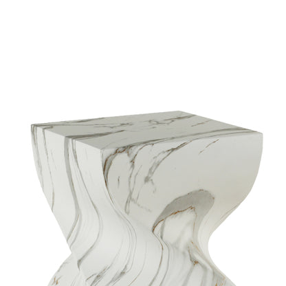 Cement Outdoor End Tables for Patio, GardenAccent Table Faux Terrazzo Accent Table, Modern Small Round Side Tablefor Outside, Tree Stump Garden Stool DrumTable indoor and Outdoor