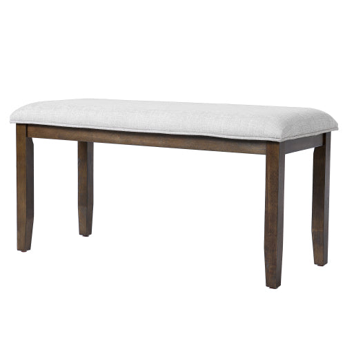 Upholstered Bench for Bedroom End of Bed,38-inch Entryway Bench for Living Room,Dining Bench with Padded Seat and Solid Wood Leg for Kitchen Bedroom,Indoor and Hallway (Bench, Beige+Brown)