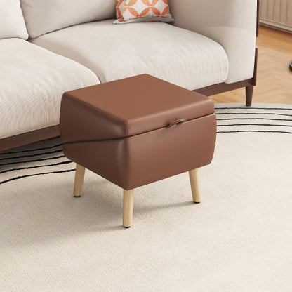 Brown Upgraded 2-in-1 Foldable Wooden Pet Ottoman Dog Ramp, Split Design Pet Steps for Small Dogs & Cats