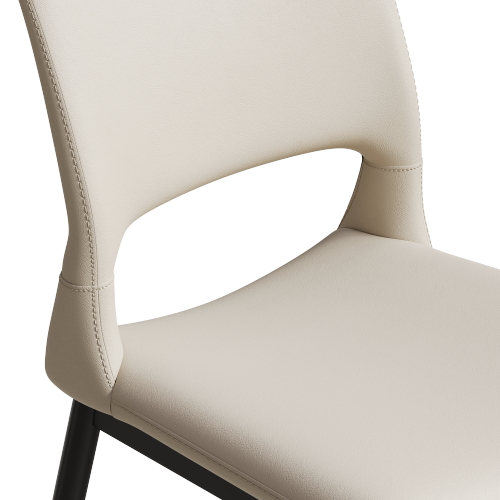 Set of 2 Modern White PU Leather Dining Chairs, Stable Metal Frame Multi-Space Armless Side Chairs