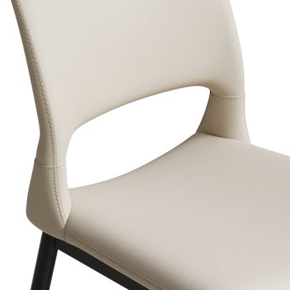 Set of 2 Modern White PU Leather Dining Chairs, Stable Metal Frame Multi-Space Armless Side Chairs