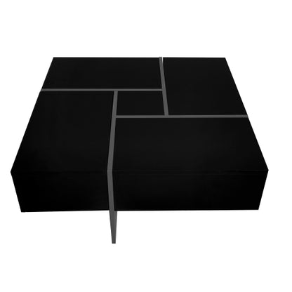 Modern Square Coffee Table Extendable Sliding Storage UV Gloss Living Room Center Table