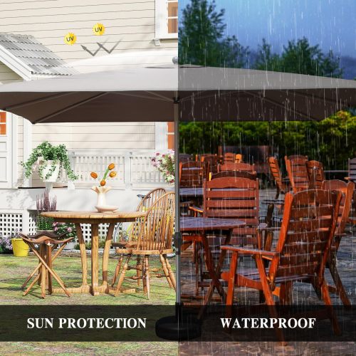 Rectangle Patio Umbrella with Crank Lift and Tilt Function, Grey (Base not included)