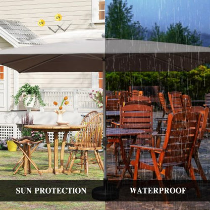 Rectangle Patio Umbrella with Crank Lift and Tilt Function, Grey (Base not included)