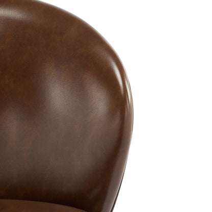 Indoor Upholstered Bar Stool, Dark Brown Faux Leather with Metal Frame, Set of 2