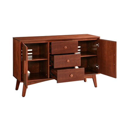 Walnut Mid Century Buffet Cabinet with 3 Drawers