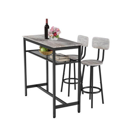 3-Piece Grey Bar Set, Square Table & 2 Stools