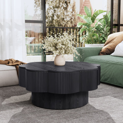 31.5inch  Plum Blossom Shaped Coffee Table, Black