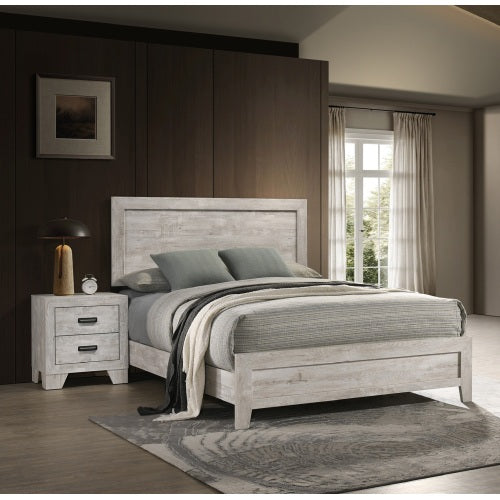 Whitewashed Wood 2-Drawer Transitional Nightstand, 21.6inch¡Á16.4inch¡Á23.6inchH