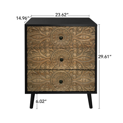 American Style 3 Drawer Cabinet with Pine Wood Feet