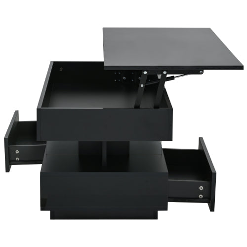 39.3inch  Lift Top Coffee Table with LED Lights, Black