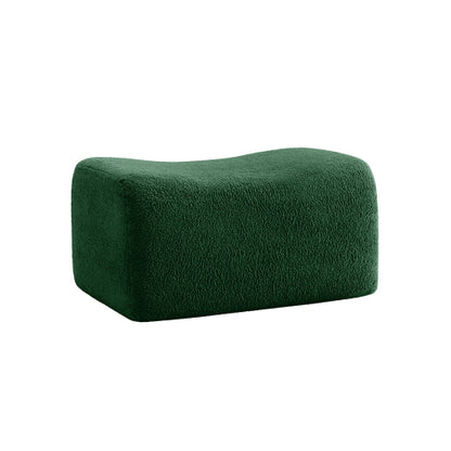 Green Teddy Fabric Modular Ottoman, No-Assembly Plush Footrest for Sectional Sofa