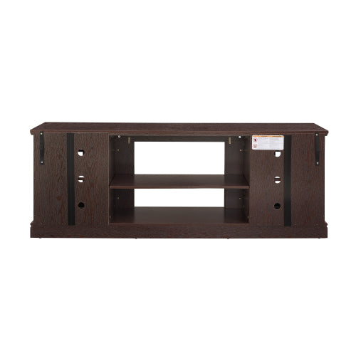 70 Inch Cherry Faux Stone 2-Door TV Media Console Adjustable Storage Shelves 6 Cable Holes Holds 75 Inch TV
