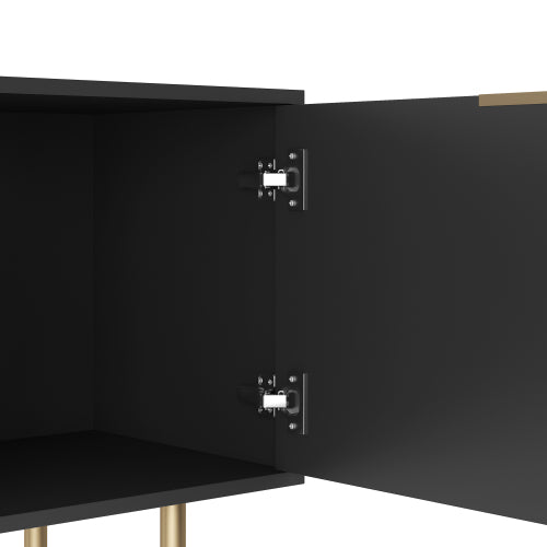 Black Fluted 68 Inch Modern TV Console, Storage Media Cabinet for TVs Up to 55 Inch