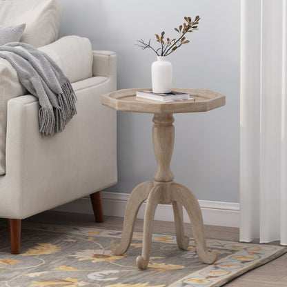 French Country Octagonal Accent Table, Distressed Faux Wood Spider Leg End Table, 18.25inch W¡Á18.25inch D¡Á25inch H
