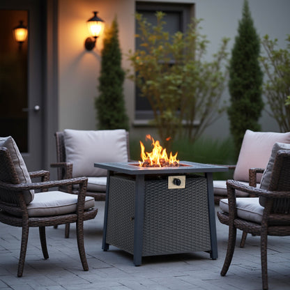 28-inch Iron Square Propane Fire Pit Table