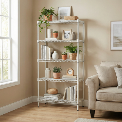 Adjustable 5-Tier Metal Wire Shelving Unit for Kitchen Garage