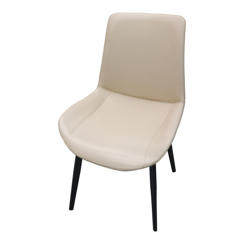 Set of 2 Beige Suede-Style PU Dining Chairs, Reinforced Metal Leg Modern Upholstered Side Chairs