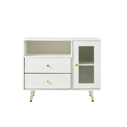 White Expandable Vanity Desk with LED Lighted Mirror, Adjustable Position Side Cabinet, Power Strip & Storage Drawers
