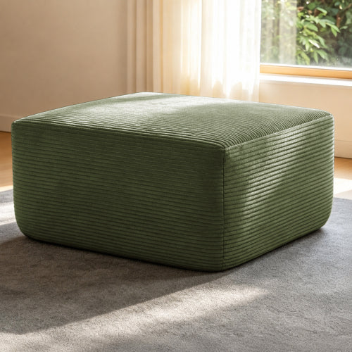 Green XS Corduroy Modular Ottoman, Zero-Assembly Spring Cushion Footrest for 96.9¡± L-Shaped Sofa