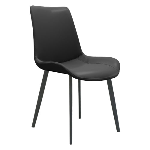 Set of 2 Black PU Leather Dining Chairs, Carbon Steel Metal Legs 330 LBS Weight Capacity