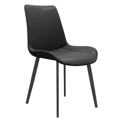 Set of 2 Black PU Leather Dining Chairs, Carbon Steel Metal Legs 330 LBS Weight Capacity