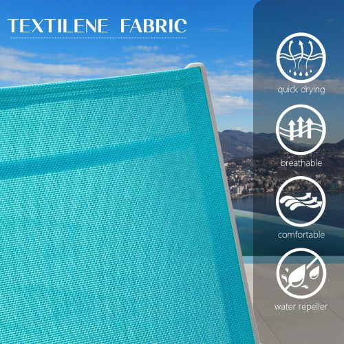 Pool Lounge Chairs Set of 3-Lake Blue (2 Lounge Chairs+1 Table)