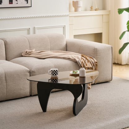 Small Farmhouse Glass Coffee Table, Black