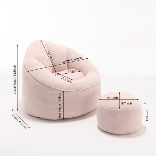 Compressed High-Pressure Foam Adult Bean Bag Sofa Chair with Footrest for Living Room Bedroom