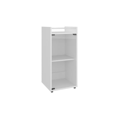 Minibar Cabinet Two Doors, Open Shelf And Compact Design, Modern Bar Storage, White