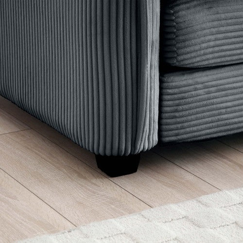 Grey Corduroy Ottoman Footstool, Matching Accessory for 2/3/4 Seater Sofas, Retro Upholstered Footrest