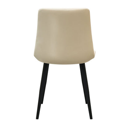 4-Pack Beige PU Dining Chairs, Metal Legs