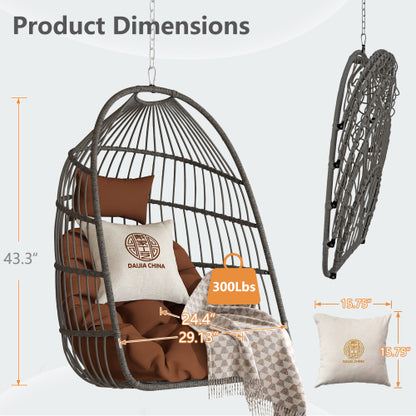 Outdoor garden rattan egg swing chair hanging chair PE hanging chair brown