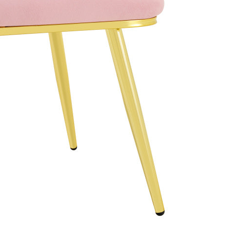 2 Piece Contemporary Velvet Dining Chairs, Bubble Back Accent Chairs with Gold Tapered Metal Legs