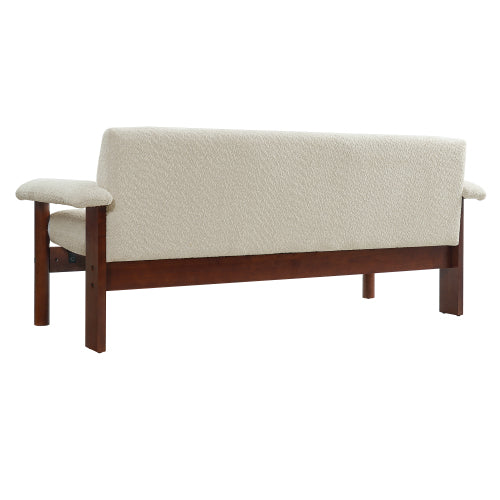 72.8 Inch Beige Modern 2-Seater Loveseat Sofa w/Armrest Pillars Berber-Fleece Rubberwood Frame for Small-Space Living-Room