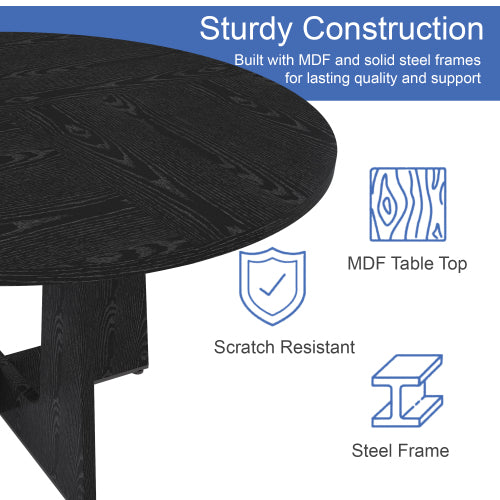 47 Inch Round Wood Grain Dining Table