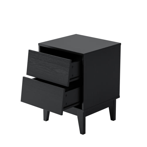 2 Set Nightstands Features Vintage-style and Bevel Design, Made of MDF, Mid Century Modern Nightstand, Night Stand for Bedroom