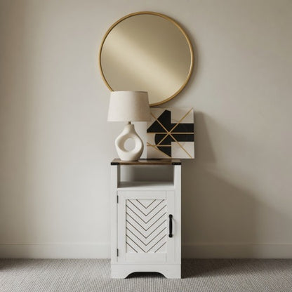 White & Oak Farmhouse Charging Nightstand