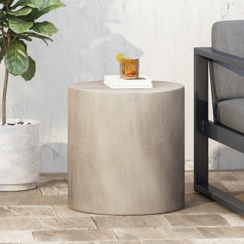 Outdoor LightWeight Concrete Side Table,Light Gray_70886.00