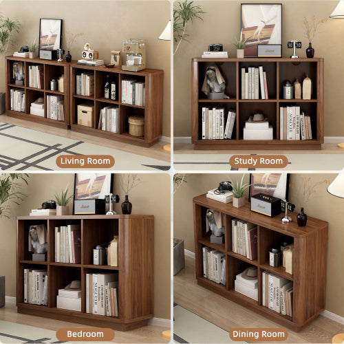 40 Inch Wide 6-Cube Curved Edge Low Horizontal Farmhouse Bookcase
