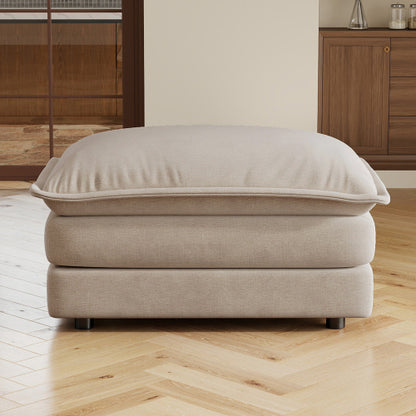 Light Coffee Chenille Modular Sofa Ottoman with Wood Frame