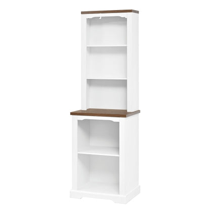 White Walnut Curved Top Two-Piece Combined Anti-Tip Tall Storage Cabinet