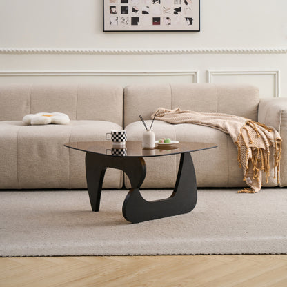 Small Farmhouse Glass Coffee Table, Black