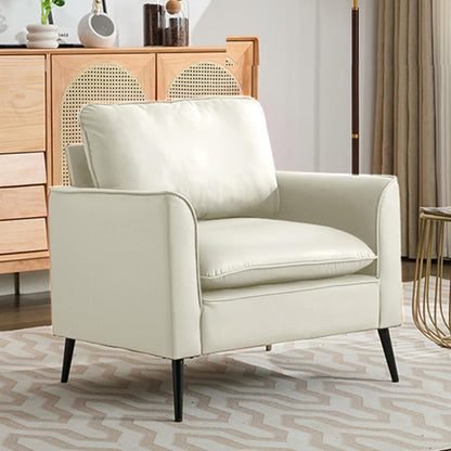 2-PCS Cream-White Cat-Paw Faux-Leather Nordic Retro Light-Luxury Single Sofa Chair