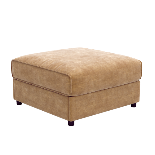 24 Inch Camel Chenille Ottoman Sofa, Modular Storage Upholstered Ottoman with Ergonomic Cylindrical Support